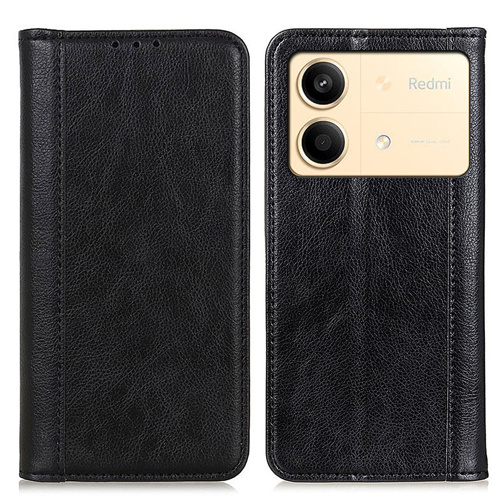For Xiaomi Redmi Note 13R Pro 5G Case Litchi Texture Magnetic Split Leather Wallet Cover - Black For Xiaomi Redmi Note 13R Pro 5G Case Litchi Texture Magnetic Split Leather Wallet Cover - Black